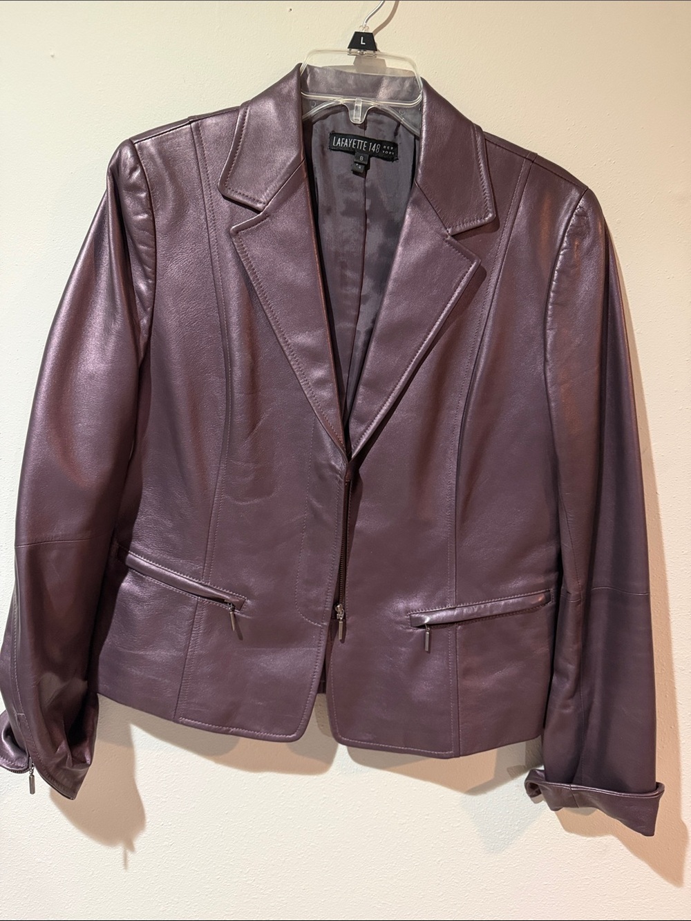 Lafayette 148 New York Plum Leather Blazer